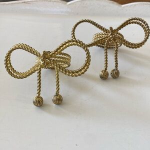 Vintage Brass Twisted Bows Napkin Rings Set of 2